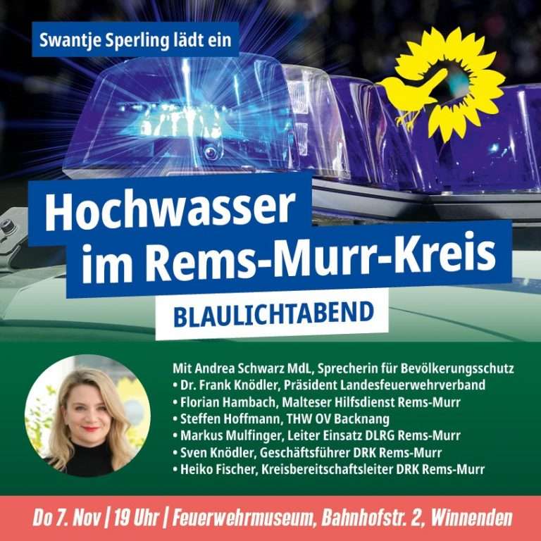 Blaulichtabend mit Berichten von den Hochwassereinsätzen im Rems-Murr-Kreis