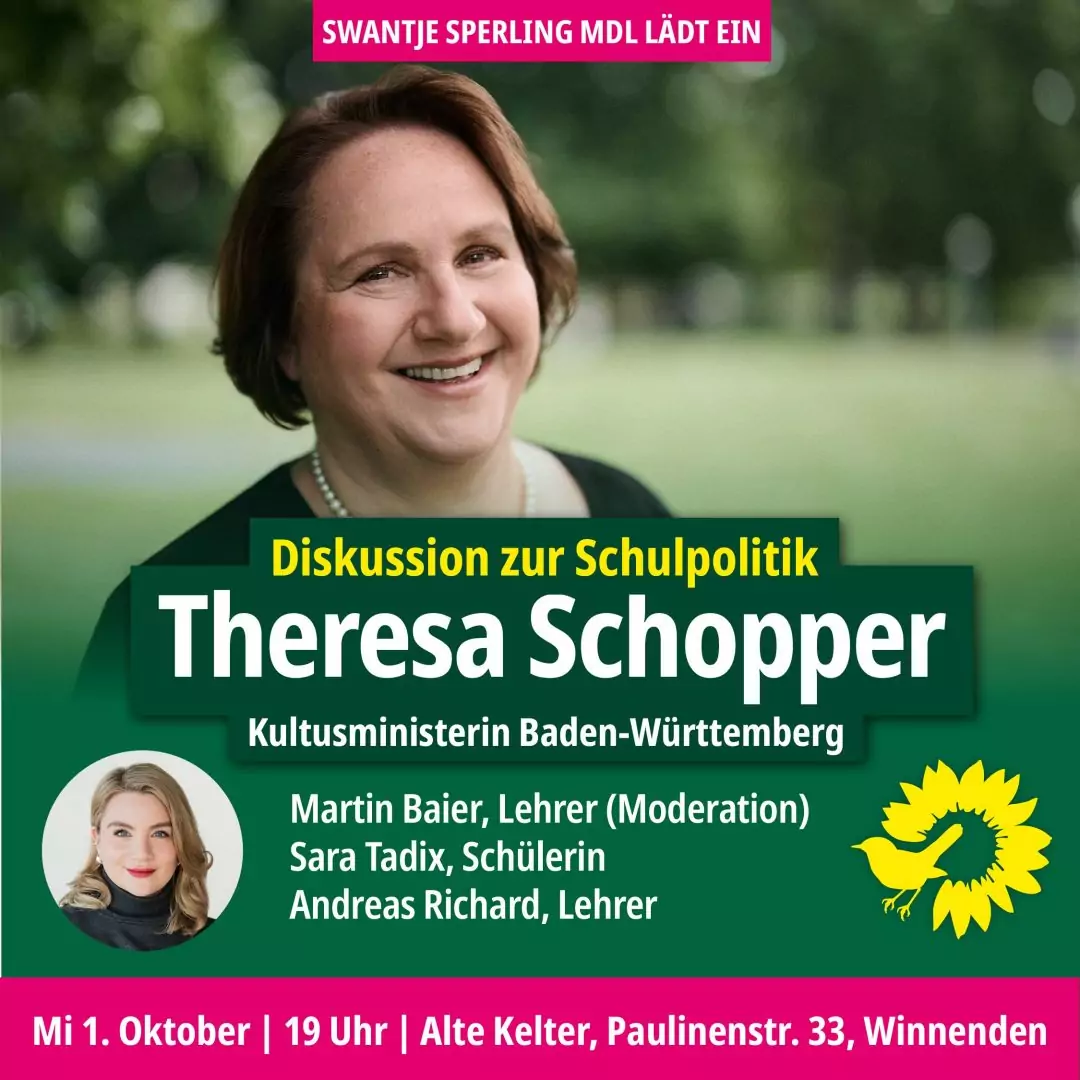 Schule im Fokus: Diskussion mit Kultusministerin Theresa Schopper in der Alten Kelter