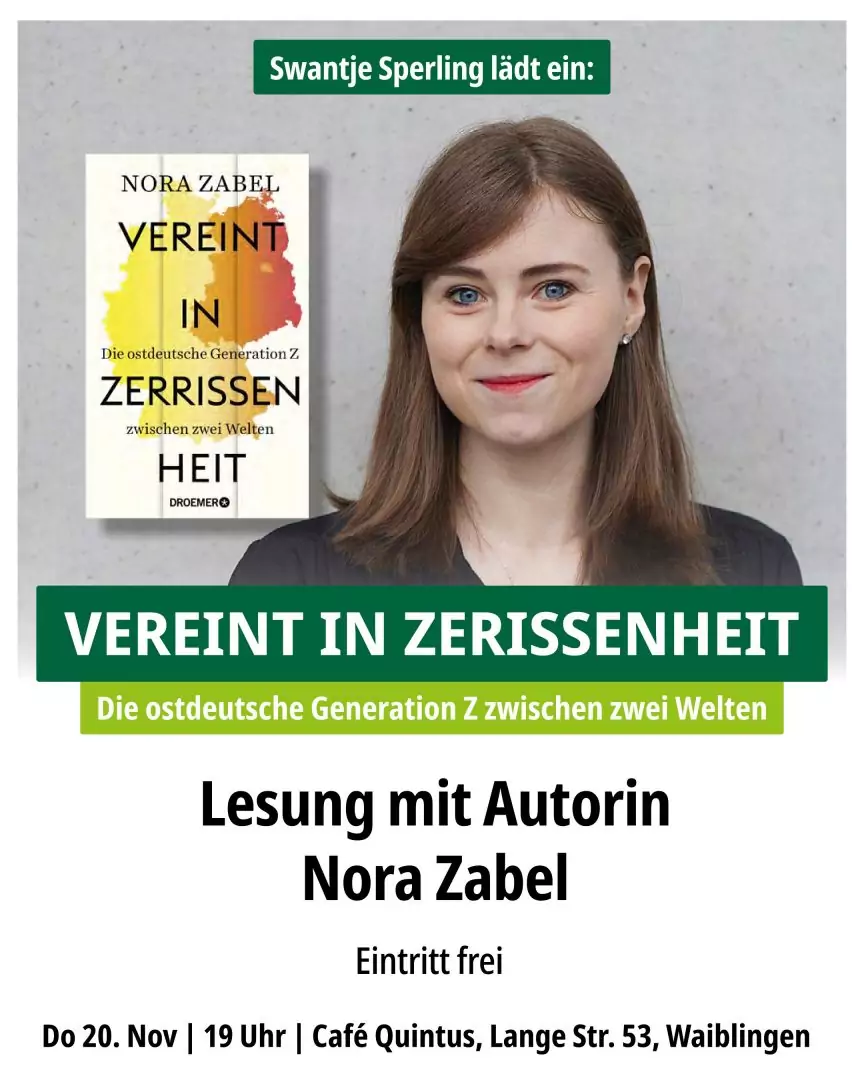 Lesung: Nora Zabel „Vereint in Zerrissenheit“ – Die ostdeutsche Generation Z zwischen zwei Welten