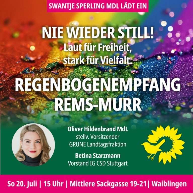 Regenbogen&shy;empfang Rems-Murr: Nie wieder still! Laut für Freiheit, stark für Vielfalt