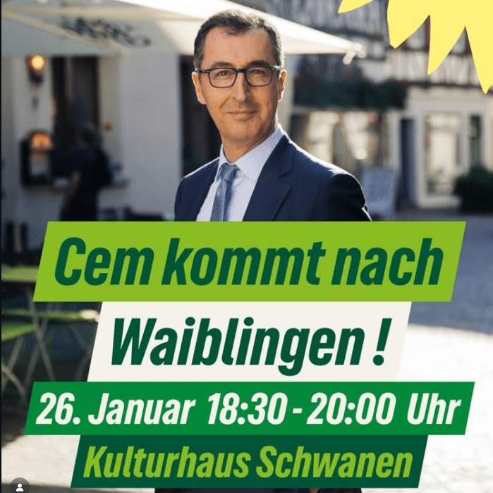 Stabil in bewegten Zeiten! Cem Özdemir am 26. Januar um 18:30 Uhr in Waiblingen